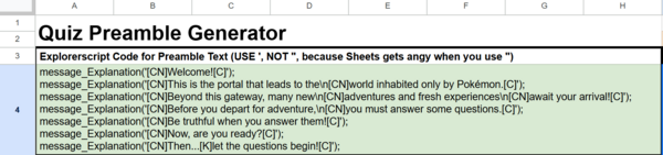 Location of the Quiz Preamble Inputs